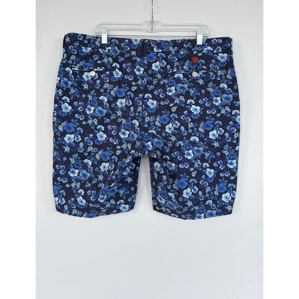 Polo Ralph Lauren Mens 40 Blue Floral Chino Shorts  Stretch Tropical Preppy Golf